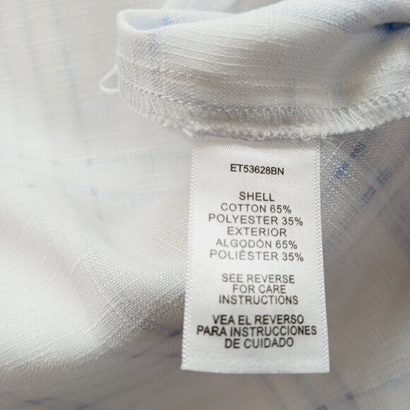 Blouse Size M Blue Plaid Office Siren Capsule Wardrobe Minimalist Long Sleeve - Picture 15 of 16